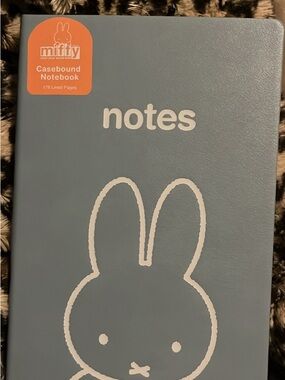 miffy Blue Notebook with White Miffy Outline and Orange Sticker